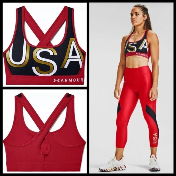 💕UNDER ARMOUR💕 America USA Graphic Sports Bra Small S NWT - Picture 1 of 14